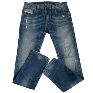 Diesel Thavar Jeans Mens 30x34 Slim Skinny Blue Sweat Denim
